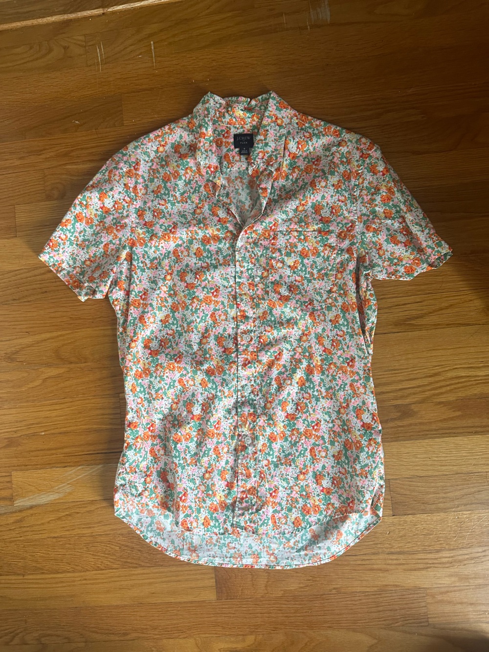 J.Crew Floral Button-Down Shirt in Orange, Pink & Green